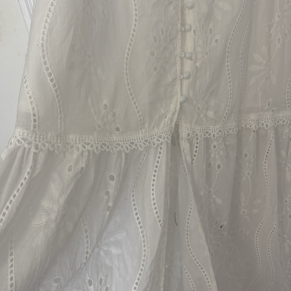 Embroider eyelet Sezane style Elegant White Eyelet Maxi Dress - Picture 6 of 7